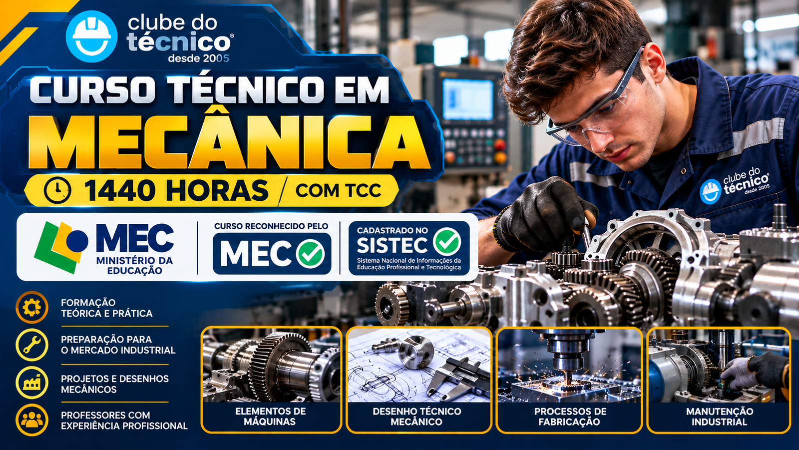Curso Técnico em Mecânica, equipamentos e processos industriais